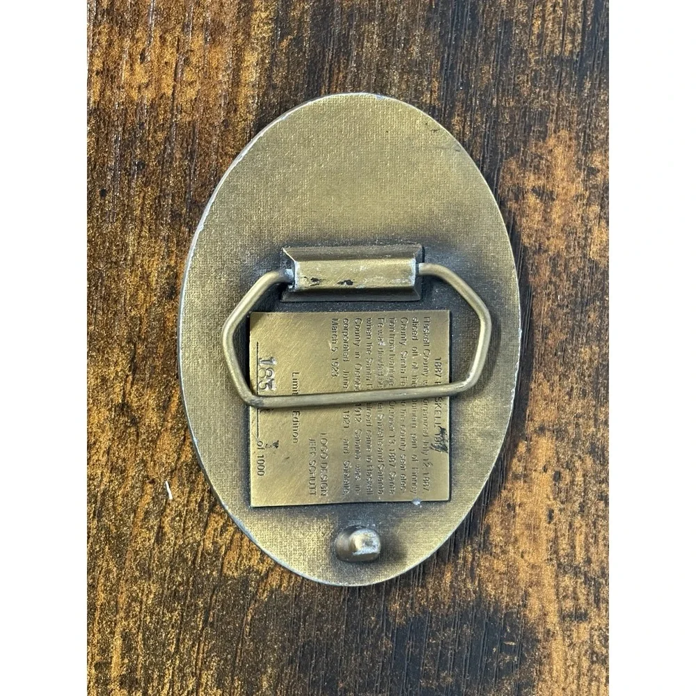 Haskell County Kansas Belt Buckle Vtg Centennial 1987 Limited #183‎ Jeff Schutt